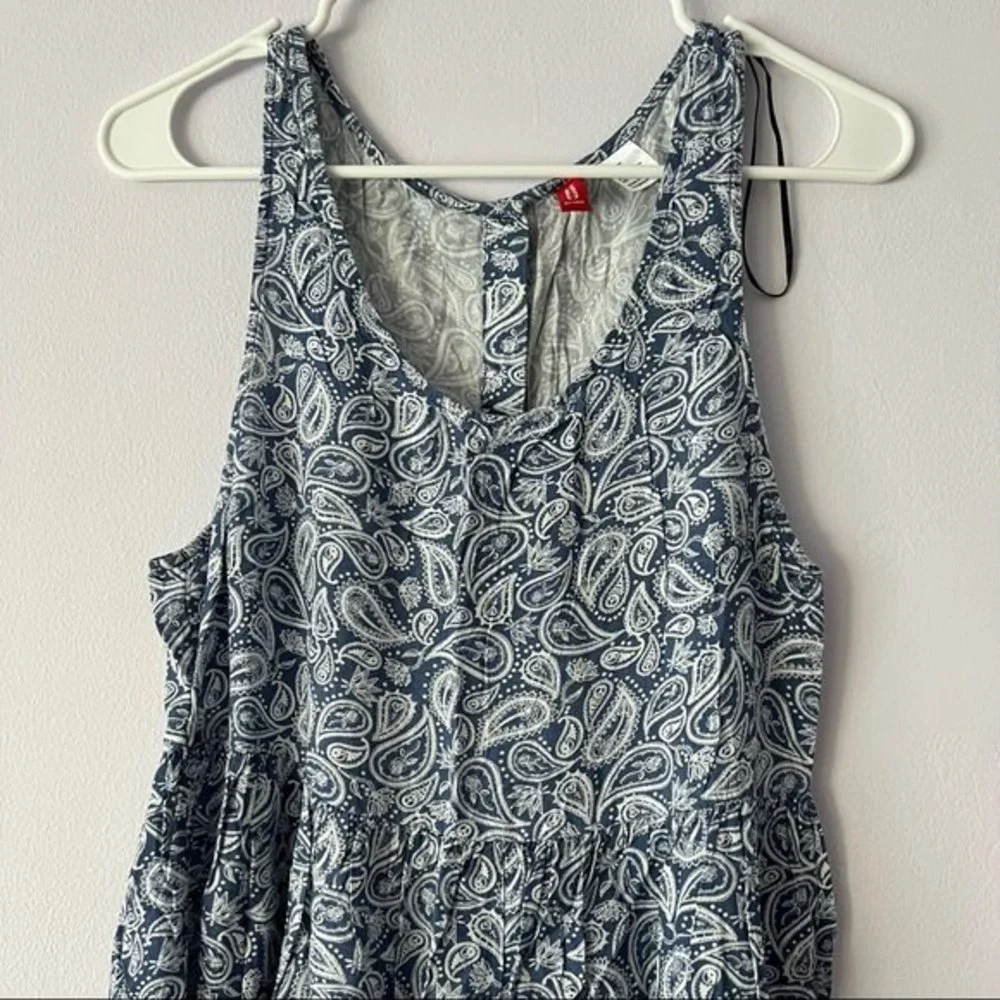 🍉 H&M Paisley Print Boho Sleeveless Button Down Back Flare Dress - Picture 3 of 8